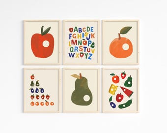 Hungry Bug Set van 6 op rups geïnspireerde prints: kinderkamerdecoratie (digitale print)