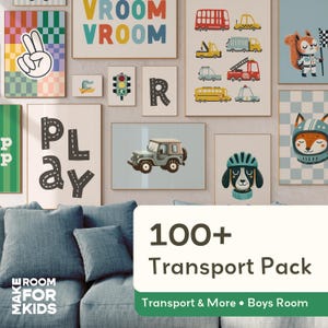 100+ Transport Prints Bundle: Cars, Construction Wall Art Boys Room Decor + Nursery (Digital Download)