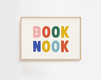Book Nook Eclectic Print, Whimsy Typography Print, Quote Print, Reading Corner, Colorful Whimsical Classroom Decor