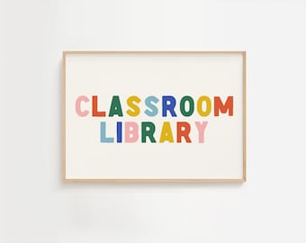 Classroom Library Eclectic Print, Whimsy Typography Print, Quote Print, Reading Corner, Whimsical Retro Colorful Modern Classroom Decor