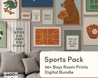 30+ Boys Room Sports Prints: Vintage Baseball, Basketball, Football (Digital Download)