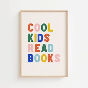 Coole Kinder lesen Bücher Druck, Spielzimmer Wanddekor, Homeschool Poster, Klassenzimmer Dekor, Schuldekor, Leseecke, Leseplakat zum ausdrucken
