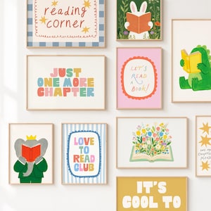 Kids Reading Corner Prints "Fully Booked ": Whimsy Classroom Decor, Library Decor, Cool Kids Read Books, Playroom, Reading Nook