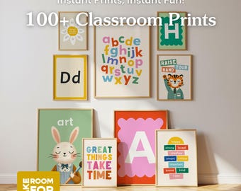 100+ Classroom Poster Bundle, Educational & Animal Prints, Initial Posters (Digital Download)