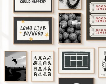 100+ Prints Cool Monochrome Pack, Bold Monochrome, Handwritten Typography Print, Quote Print, Boys Room Decor, Bold Print, Grunge, Skater