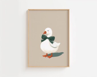 Petunia the Cute Goose, Goose Print Nursery, Silly Goose Print, Sage Green Nursery Decor, Farm Animal Printable Pink Coquette Decor