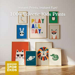 100 Kinder Drucke Bundle | Jungen Zimmer Drucke | Eclectic Kinderzimmer Wandkunst Set | Boho Kinderzimmer Dekoration | Spielzimmer Drucke