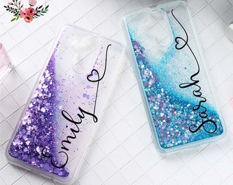 Moving Glitter Sparkle iPhone 17 16 15 14 13 12 Pro Max Case Custom Name Shiny iPhone 16 Pro Cover Personalized Monogram Gold iPhone 17 Air
