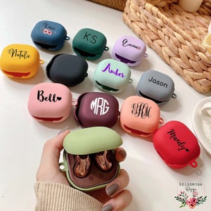 Custom Samsung Galaxy Buds Live-hoesje, gepersonaliseerde Galaxy Buds 2 Pro-hoes met sleutelhanger Plastic harde schaal monogram naam Galaxy Buds 2 Skin