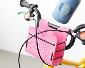 Handlebar basket for Woom 1, 2 & 3 | Basket for Woom balance bikes and children's bikes | Perfectly fits Woom bikes with space for a water bottle and toys