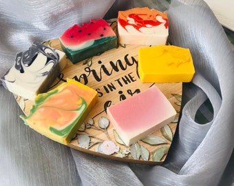 Fruit-Scented Handcraft Cold Process Soap, Shea Battle Olive Oil Bars Soap, All-natural Bath Soap, Gift for Any Occasion, Vegan Soap