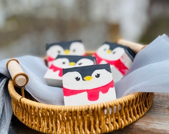 Cute Penguin Cold Process Soap With Gift Package, All-natural Body Facial Soap, Bath Soap, 100g/3.5oz