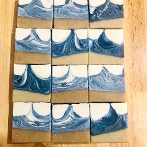 Savon artisanal à froid nature indigo océan, savon de bain entièrement naturel, cadeau pour toute occasion, savon végétalien, 85 g/3 oz