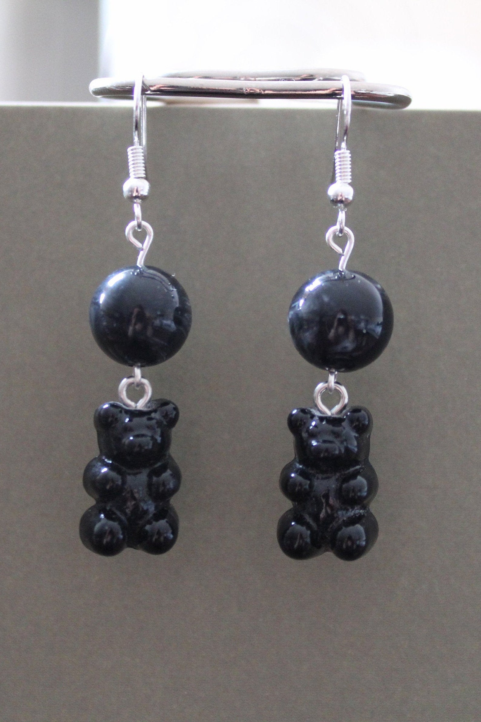 Black Gummy Bear Earrings Tacky Earrings Black Dangle Etsy