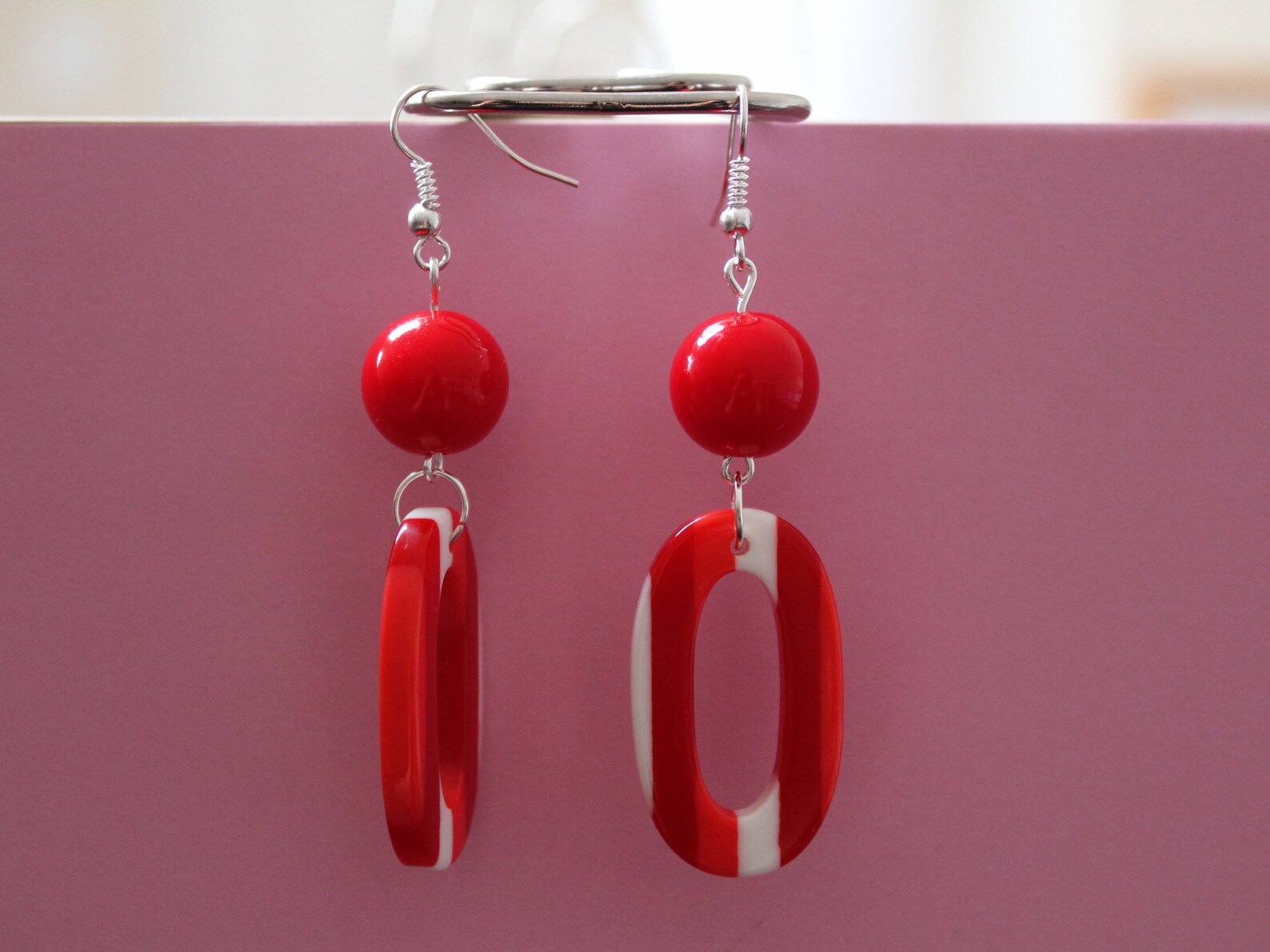Retro Earrings Red Dangle Earrings Bold Earrings Etsy