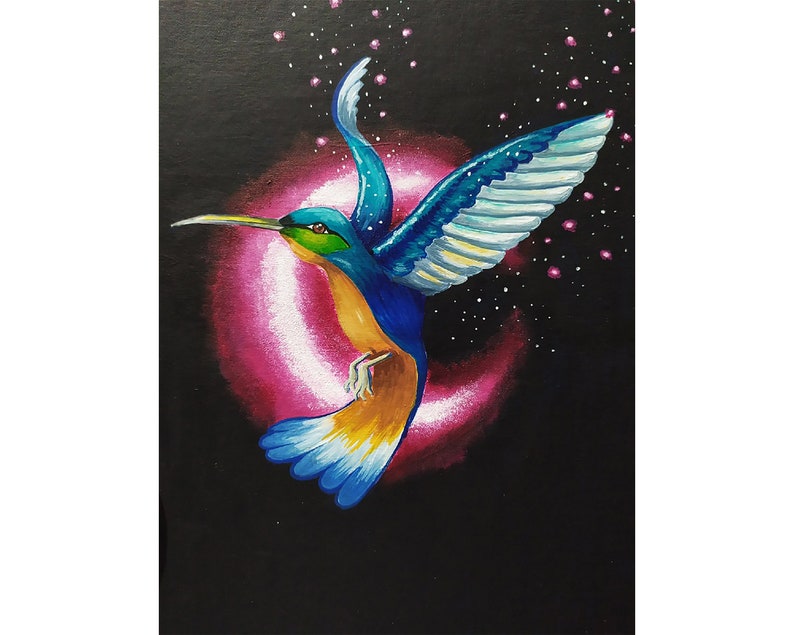 Hummingbird Painting Original Art Bird Painting 10x8 By Sangosquad