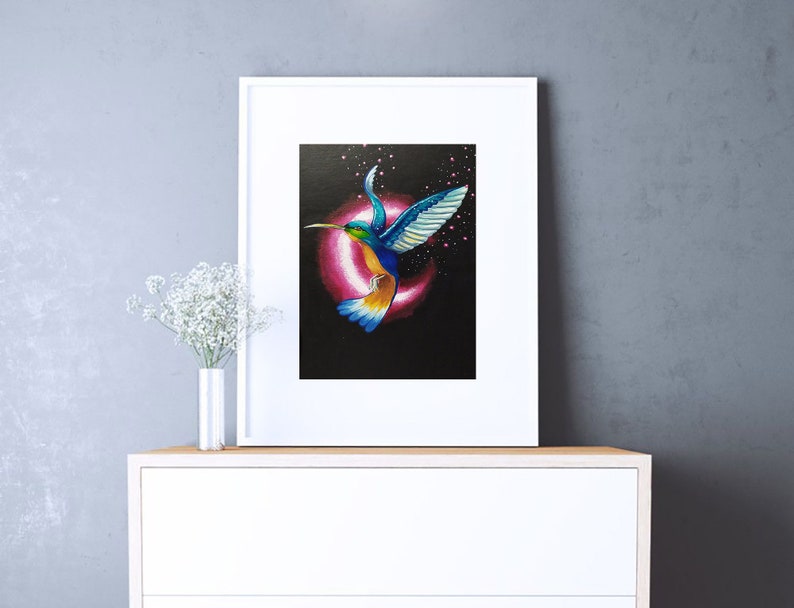 Hummingbird Painting Original Art Bird Painting 10x8 By Sangosquad