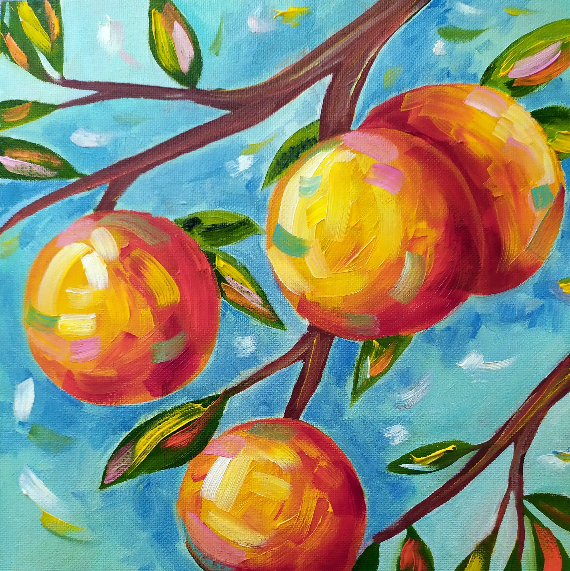 Fruit Painting Original Artwork Orange Artwork Fruit Wall Art Etsy
