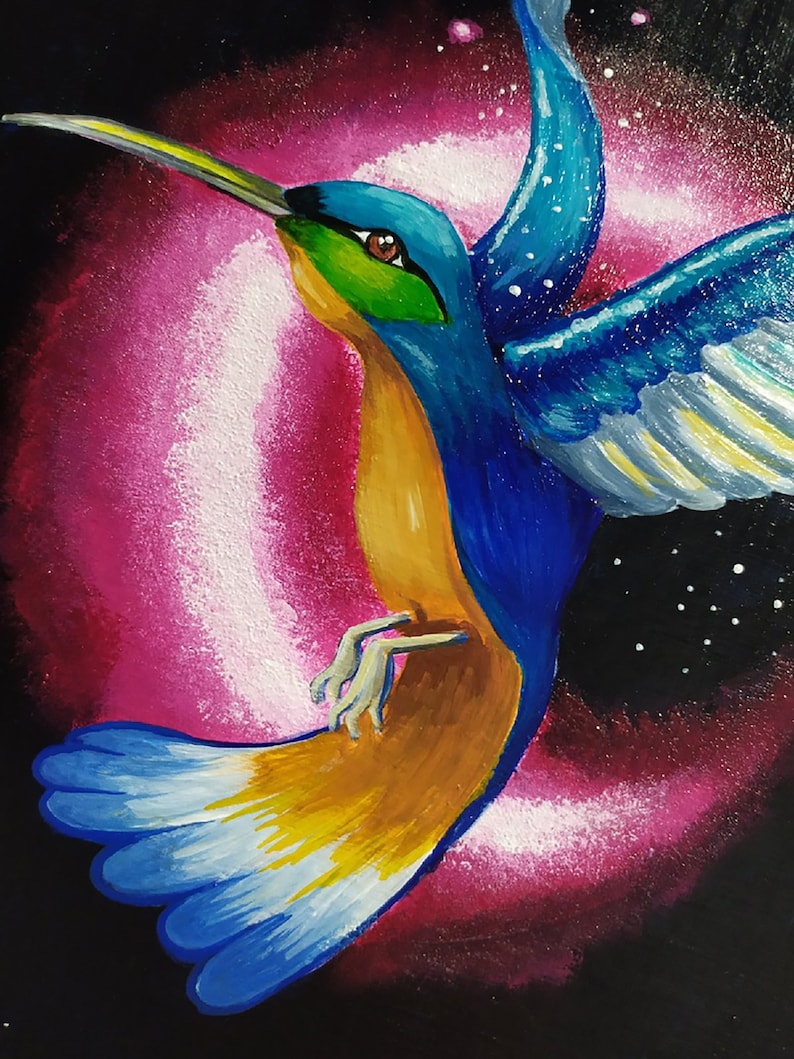 Hummingbird Painting Original Art Bird Painting 10x8 By Sangosquad