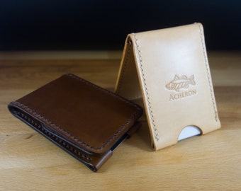 Porte-cartes minimaliste en cuir à tannage végétal durable pour ranger vos cartes tickets et billets Portefeuille Bifold