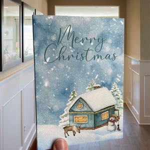 Winter Cottage Christmas Card - Watercolour Snow Scene