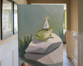 Funny Frog Birthday Card – Whimsical Party Frog Illustration