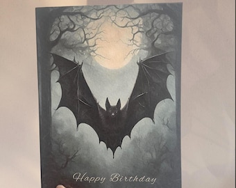 Gothic Bat Birthday Card – Dark & Spooky Birthday Greeting