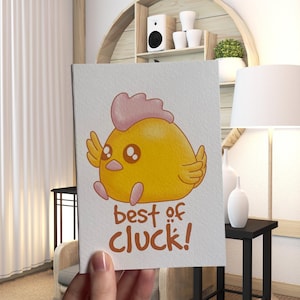 Bonne chance ! – Carte porte-bonheur amusante avec une jolie illustration de poulet