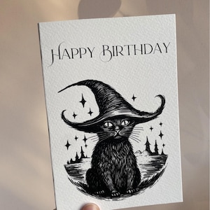 Witchy Black Cat Birthday Card