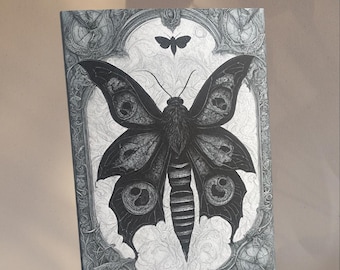 Gothic Moth Greeting Card - Surreal Dark Fantasy Illustration