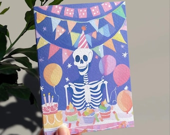 Funny Skeleton Birthday Card – Spooky Yet Festive Celebration