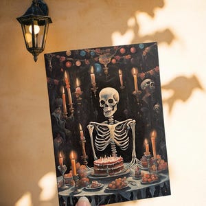 Makaber Skelett Geburtstagskarte – Gothic Festschmuck