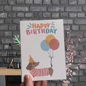 Niedliche Dackel Karte zum Geburtstag für Hundeliebhaber