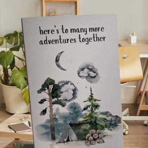 Carte de voeux Adventure Together – Aquarelle de scène de camping