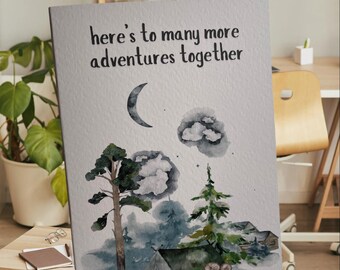Adventure Together Greeting Card – Watercolor Camping Scene