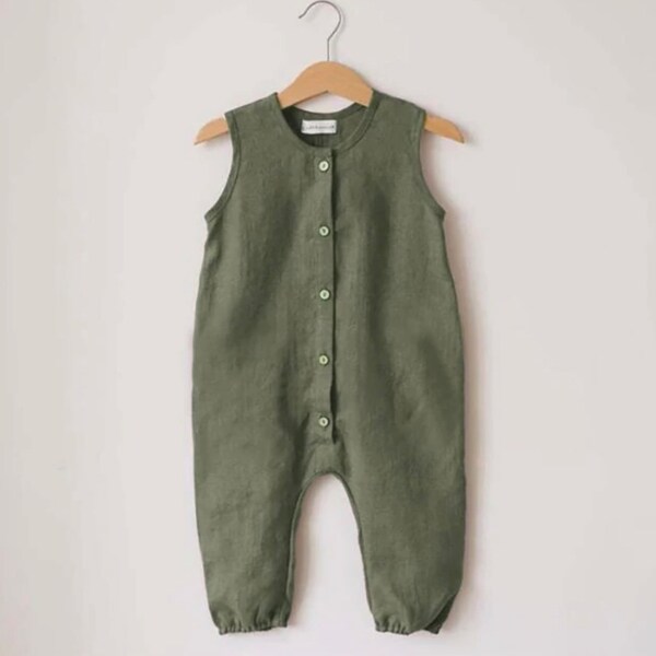 Cotton Romper, Baby Summer Jumpsuit, Neutral Baby Clothes