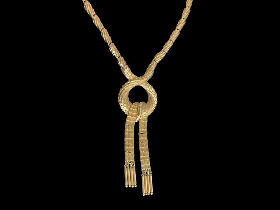 Monet Necklace Pendant Intermezzo Gold Tone Snake… - image 5