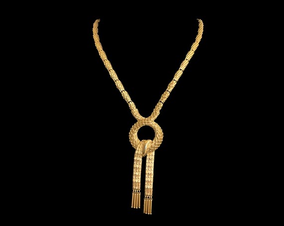Monet Necklace Pendant Intermezzo Gold Tone Snake… - image 2