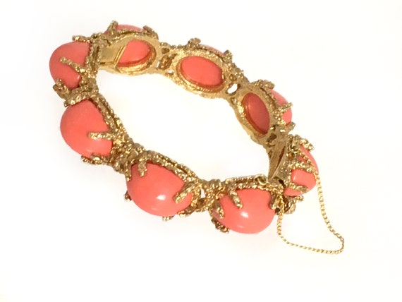 Panetta Bracelet Bangle Vintage 1960s Coral Lucit… - image 8