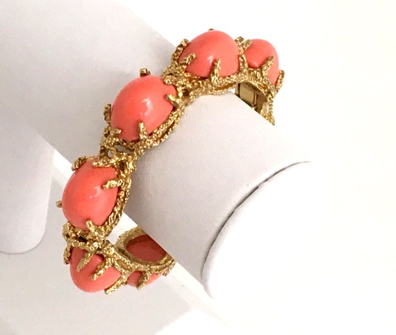 Panetta Bracelet Bangle Vintage 1960s Coral Lucit… - image 4