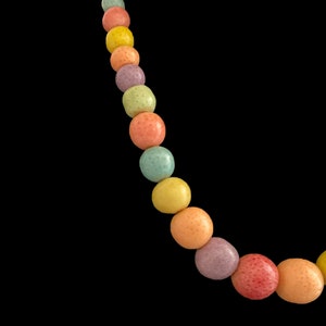 Vintage Beaded Necklace Choker 1960s Graduated Ceramic Speckled Rondelle Beads Pastel Rainbow Barrel Closure Midcentury MCM Multicolor