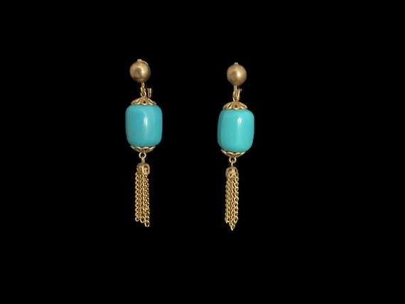 Vintage Tassel Earrings Alice Caviness Turquoise … - image 1