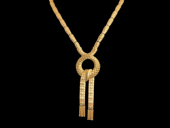 Monet Necklace Pendant Intermezzo Gold Tone Snake… - image 1