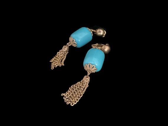 Vintage Tassel Earrings Alice Caviness Turquoise … - image 2