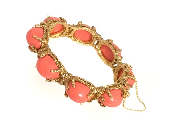 Panetta Bracelet Bangle Vintage 1960s Coral Lucit… - image 1