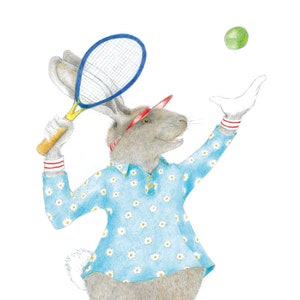 RABBIT PLAYING TENNIS