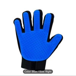 Pet Grooming Glove Brush/Lint remover Accessories Pet Grooming Gloves For Dogs & Cat blue right hand