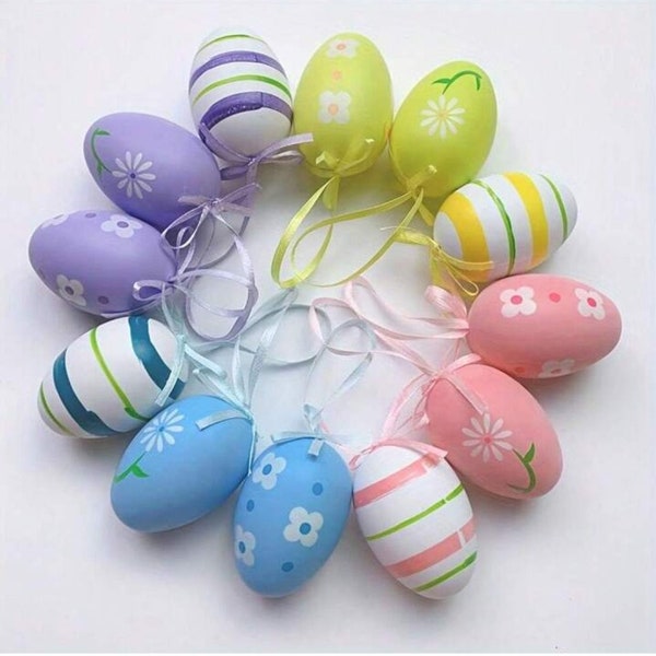 Set of 12 hanging Easter Egg decorations Ornaments FREE POST