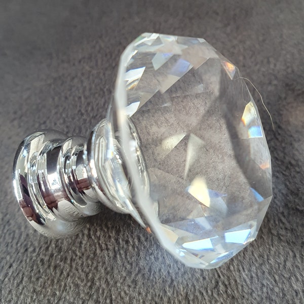 Clear crystal glass door knob for drawers wardrobe cabinet handles FREE POST