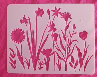 Daffodil Wild spring flower stencil for crafting, walls, fabric and furniture decoration free post